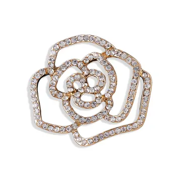 Modne Blagovne Znamke Pin Broška Elegantno Celoten Kristal Rose Cvet Broške Žensk Kakovosti Pribor Za Oblačila