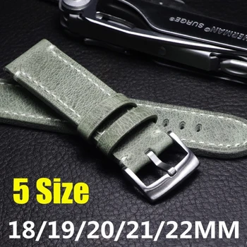 Siva Ročno italijansko Usnje Watch Band 18 mm 19 mm 20 mm 21 mm 22 mm 24 mm Vintage Watch Trak Za ORIS Omega IWC Watchband