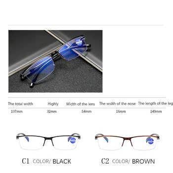 Ahora Ultralahkih Kvadratnih Pol Okvir Obravnavi Očala Presbyopic Očala Moški Ženske +100 +150 +200 +250 +300 +350 +400 Rjava Črna