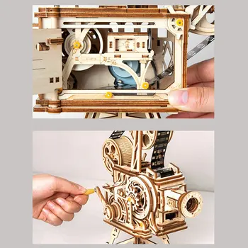 Strani Ročice Diy 3D Film Projektor Leseno Modela Stavbe Komplet za Sestavljanje Vitascope Igrača Darilo za Otroke, Odrasle