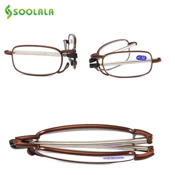 SOOLALA Kovinski Aolly Okvir Mini Zložljiv Obravnavi Očala Ženske Moški Povečevalno Kompaktno Zložljiv Bralec Presbyopic Očala