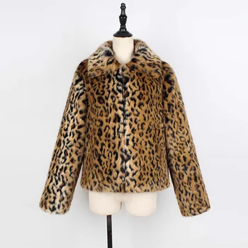 Elegantno Leopard Specializiranimi Za Umetno Krzno Plašč Ženske Jeseni, Pozimi Zgostitev Toplo Umetno Krzno Suknji Priložnostne Ženski Plašči Suknjič Outwear