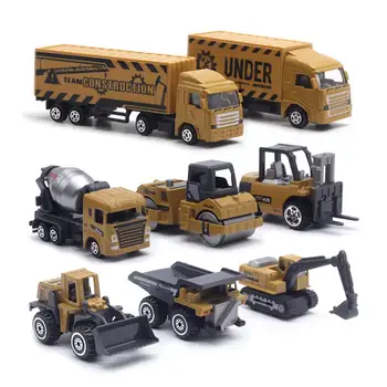 8Pcs Mini Gradnje Tovornjak Modelov Avtomobilov Cesti Znak Zemljevid Mesta Preprogo Otroci Igrače Set