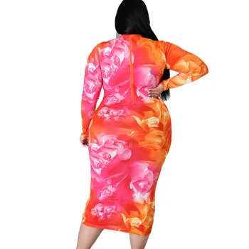 Padec Oblačila z Dolgimi Rokavi Maxi Obleke za Ženske Elegantne Visoke Pasu Seksi Obleko Bodycon Plus Velikost Obleko Debelo Dropshipping