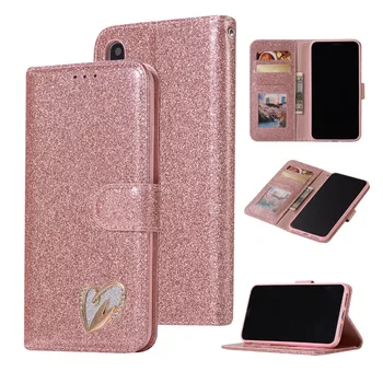Bling Nosorogovo Diamond Srce Ljubezni, Denarnice Flip Case Za iPhone 11 Pro XS Max XR X 8 7 6 Plus 5S SE2 Primeru Usnje Bleščicami, Ženske