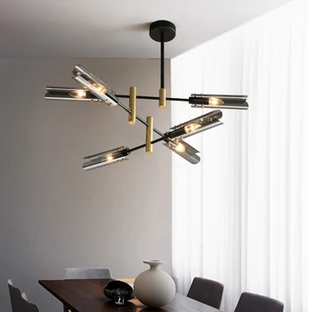 Postmoderni luksuzni lestenec razsvetljavo nordijska kovanega železa steklo E14 ustvarjalno življenje jedilnico, kuhinjo, spalnico viseče luči