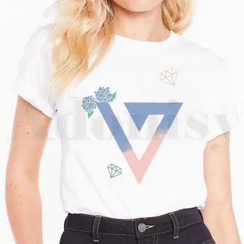 Sedemnajst Kpop Majice s kratkimi rokavi Ženske T-shirt Kratek Rokav Ženski zgornji deli oblačil Tees Harajuku Modi Letnik