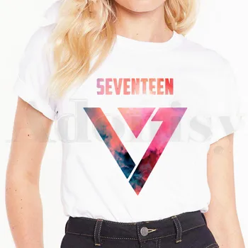 Sedemnajst Kpop Majice s kratkimi rokavi Ženske T-shirt Kratek Rokav Ženski zgornji deli oblačil Tees Harajuku Modi Letnik