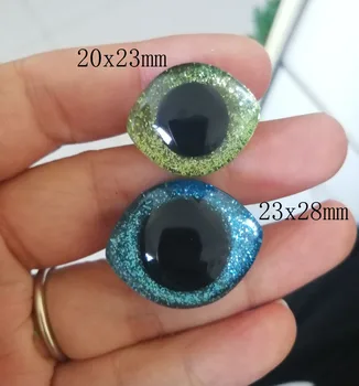 Novo 20pcs/veliko 28x23mm 20x23mm Ovalne oblike trapezna plastičnih jasno varnost igrač oči + bleščice Netkanih materialov + pranje--color opcijo