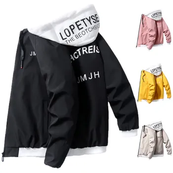2020 Hooded suknjič Plašč Slim Parka moške hooded moda natisnjeni suknjič spomladi in jeseni, oblačila, Moški Suknjič Velikosti 3XL Outwear