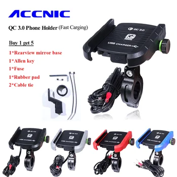 ACCNIC QC 3.0 Mobilni Telefon, Držalo, Polnilnik USB motorno kolo Krmilo Stojalo Hitro Polnjenje za Samsung Huawei 3.5-6