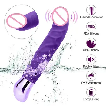 RABBITOW Dildo, Vibrator 10 Frekvenca Silikonski Realnost Večje Dildo, Vibrator Sex Igrače Za Žensko Samozadovoljevanje