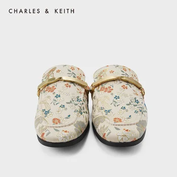 CHARLES＆KEITH Nov Prihod za Spring2021CK1-70380624-2Women je modni čevlji Mul s kovinskimi okraski in vezenje vzorec