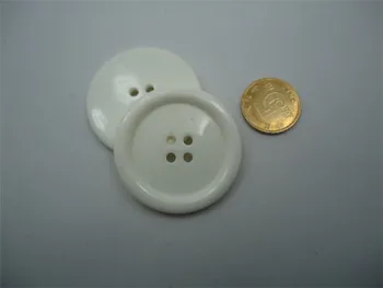 Brezplačna dostava 30pcs/veliko 40 mm bela gumb Smolo štiri oči veliko prahu plašč plašč gumbi za nazaj pasu gumbi 4 cm