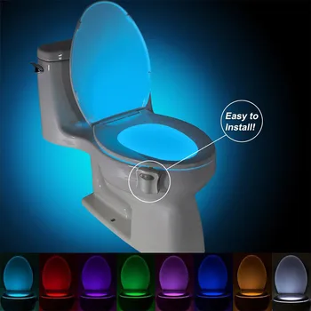 8 Barvni Senzor Školjko Sedeža Noč Svetlobe Led za Toaletno Posodo Sedež Osvetlitev z Senzor Gibanja, Kopalnica Samodejno Rgb Led Nočna Lučka