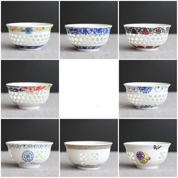 Lepe Openwork keramične skodelice 1pcs,Kitajski tradicionalni porcelana teaCup,Kung Fu Teacup,Čaj pribor zeleni čaj pokal