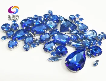 Tovarno prodajo 68pcs/vrečko svetlo modra mix velikost vrh steklo, kristal, okrasnih,mix obliko sew na kamni za diy/Oblačila accessorie